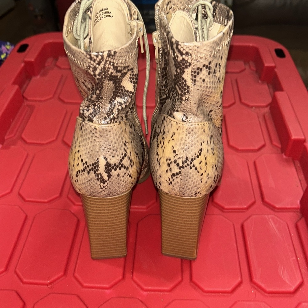 Forever 21 Snake Skin Tie Up Block Heel Boots! - image 5